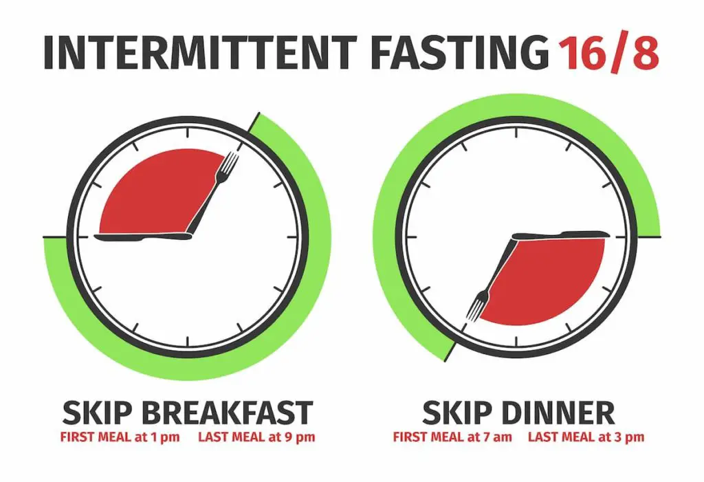 Infographic on intermittent fasting and how it can be done, showing skipping breakfast or skipping dinner - Should You Fast on Carnivore Diets