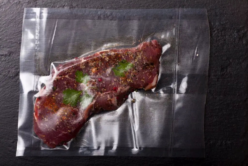 Raw steak in a sous vide bag - Carnivore Diet Sous Vide Meat and Steak Cooking